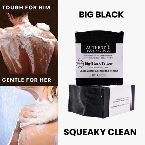 grass fed tallow soap activated charcoal and chaga