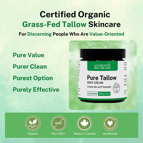 Pure Tallow Balm UNSCENTED, Certified Grass-Fed