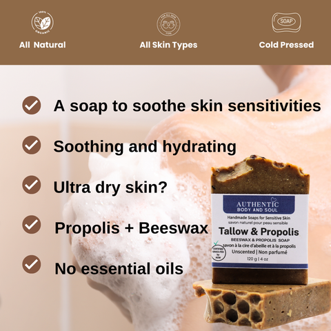 Tallow and Propolis Soap (Unscented)